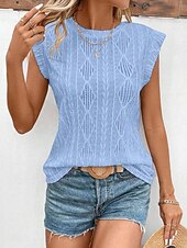 ieftine Topuri din dantelă-Pentru femei Camisole Tank Top Simplu De Bază Modern Fără manșon Stil Nautic Topuri obișnuite Zilnic Concediu Negru Alb Roz Îmbujorat Albastru celest Mov Vară