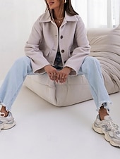 billige Kåper og trenchcoats-Dame Frakk Blazer Hold Varm Bekvem Knapper Elegant Mote Utendørs عادي Ut på byen Fritid / hverdag Helg Enkeltkneppet Normal Knaphul Normal Langermet Yttertøy Svart Aprikos kaffe Vår Høst