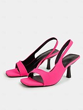 abordables Sandales de Vacances-Escarpins à bride arrière rose vif pour femmes – sandales à bout ouvert audacieuses pour des rendez-vous décontractés et séduisants