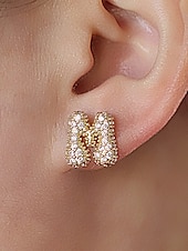 abordables Boucle d&amp;#39;oreille pour femme-Boucles d&#039;oreilles à tige initiales en strass doré - Boucles d&#039;oreilles à lettres scintillantes personnalisées pour femmes, bijoux en cristal étincelants de A à Z, parfaits pour un usage quotidien, un cadeau de remise de diplôme, un cadeau de fête des mèr