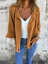 abordables Boutique Graphique Sweatshirts &amp; Hoodies-Femmes Grande taille Hauts d&#039;été Couleur Unie Occasionnel manche longue Col de chemise Hauts Réguliers Sortir Week-end Noir Jaune Vert Véronèse Rouge Bleu Été
