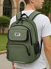 billiga Högskoleryggsäckar-Casual ryggsäck för män med flera fack, slitstarkt nylonmaterial, snygg design för skola, resor och vardagsbruk - finns i grönt, grått, blått och svart