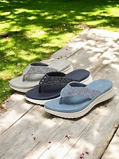 abordables Sandales Confort-Sandales tongs pour femmes avec semelle coussinée – chaussures décontractées et légères à enfiler pour les promenades estivales et les journées à la plage