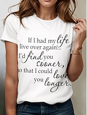 abordables T-shirt Humor &amp; Citations-Femmes T-shirt Graphique Lettre Élégant Classique Occasionnel Manche Courte Col ras du cou Col rond Hauts Réguliers Quotidien Week-end Imprimé Blanche Été Printemps