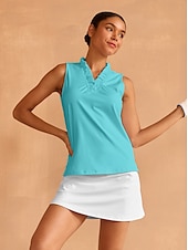 cheap Polos &amp; Quarterzips-Women&#039;s Golf Polo Shirt Baby blue Lake blue Black Sleeveless Top Ladies Golf Attire Clothes Outfits Wear Apparel
