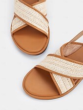 abordables Sandales de Vacances-Sandales plates à brides croisées tissées pour femmes – sandales bohèmes décontractées pour les promenades estivales et les rendez-vous romantiques en journée