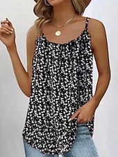 economico Canotta Floreale-Per donna Canotta a canotta Floreale Quotidiano Casual Senza Maniche Spallina Top Regolari Quotidiano Stampato Nero Blu Fucsia Verde Estate