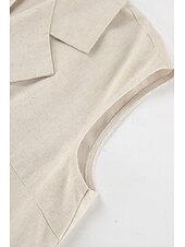 abordables concevoir des robes en coton et lin-Femmes Robe Midi Robe Chemise Robe en coton et lin Moderne Quotidien Sortir Week-end Coupe régulière Uni Sans manches Col de chemise Kaki Été