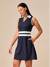 billiga Golfklänningar-Dam golfklänning Sjöblå Svart Marinblå Ärmlös Klänningar Golfkläder för damer Kläder Outfits Bär kläder