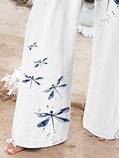 abordables pierna ancha y cintura alta-Mujer Perneras anchas Pantalones anchos Pantalones cortos de playa Vacaciones Vintage Moda Longitud total Alta cintura Graphic Flor Correa Estampado Transpirable Suave Microelástico Vacaciones Casual