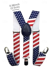cheap Men&#039;s Ties &amp; Bow Ties-Men&#039;s American Flag Suspenders and Bow Tie Set – Patriotic Adjustable Y-Back Braces with Clips, Stars and Stripes Design, Independence Day 4th of July Outfit Accessory