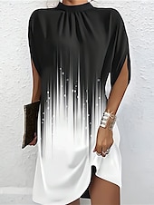 olcso Művészet és Design Ruha-Női Mini ruha nyári ruha Bodycon ruha Alkalmi Félig hivatalos ruhák Napi Szabadság Normál Grafika Mértani Rövid ujjú Magasnyakú Fekete Arcpír rózsaszín Barna Nyár