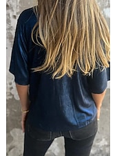 billige Plain t-skjorte-Dame Bluse عادي Moderne Kortermet Crew-hals Vanlige topper Ferie Ut på byen Svart Hvit Navyblå Lilla Gull Sommer