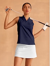 cheap Polos &amp; Quarterzips-Women&#039;s Golf Polo Shirt Baby blue Lake blue Black Sleeveless Top Ladies Golf Attire Clothes Outfits Wear Apparel