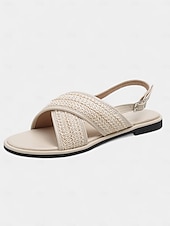 abordables Sandales de Vacances-Sandales plates à brides croisées tissées pour femmes – sandales bohèmes décontractées pour les promenades estivales et les rendez-vous romantiques en journée