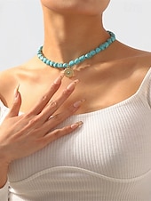 billiga Halsband och hängen-1st Halsband For Dam Sten Blå Gata Dagligen Legering Retro Orm Sol