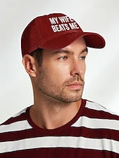 cheap Men&#039;s Hats-Men&#039;s Distressed Graphic ，Humorous &#039;My Wife Beats Me&#039; Print Baseball Cap - Funny Design, Adjustable Snapback Cap, Casual Street Style, Suitable for Outdoor, Travel or Summer Activities