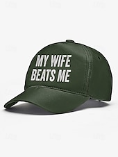 cheap Men&#039;s Hats-Men&#039;s Distressed Graphic ，Humorous &#039;My Wife Beats Me&#039; Print Baseball Cap - Funny Design, Adjustable Snapback Cap, Casual Street Style, Suitable for Outdoor, Travel or Summer Activities