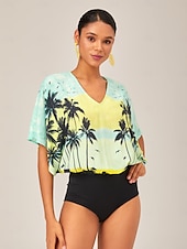 Χαμηλού Κόστους Jumpsuits-ντεγκραντέ φοίνικα τύπωμα casual παραλία κορμάκι σε στυλ διακοπών