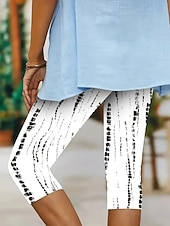 levne Umění a design tisku-Dámské legíny capri vysoké elasticity dovolená vintage módní plné délky střední pas květinový grafický potisk termální teplé prodyšné měkké elastické venkovní každodenní pláž černá bílá