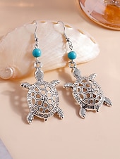 economico Orecchino da donna-Orecchini pendenti a forma di tartaruga marina da donna – orecchini pendenti in stile boho da spiaggia con accenti di perline turchesi, gioielli leggeri ispirati all&#039;oceano per le vacanze estive e gli abiti costieri