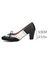 voordelige Dames Oxfordschoenen-Dames Zwart en Wit Oxford Heels - Vintage Gatsby 1930s Stijl Gespschoenen met Middenhak voor Kantoorgebruik Retro Feesten en Dagelijkse Elegantie