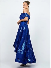 olcso Koktélruhák-A-vonalú Koktélruhák Elegáns Ruha Formális Esküvő Ankle Hossza Ujjatlan Off Shoulder Zsebes Tüll Zsebes Esküvői Vendég Ruha