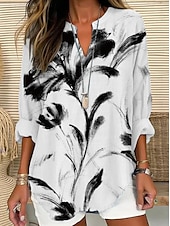 olcso Virágmintás felsők-Női Blúz Tunika V Nyak Hosszú Ujjú Boho Lazac Tops Virágos Grafika Vintage Napi Romantikus Normál Tops Napi Viselés Nyomtatás Fekete Kék Lila Narancs Világosszürke