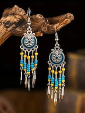 cheap Women&#039;s Earring-Bohemian Style Beaded Dangle Earrings for Women - Colorful Red and Blue, Tribal Chic, Perfect for Summer, Festivals and Casual Outfits