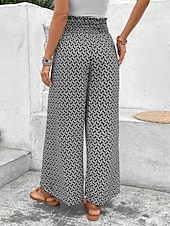 billiga breda ben och hög midja-Kvinnors vida chinos baggy byxor semester mode full längd hög midja blommig elastisk midja tryck komfort utomhus mikro-elastisk semester gata avslappnad svart vit rosa khaki sommar vår