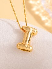 abordables Collier pour femme-Collier pendentif lettre bulle plaqué or – bijou personnalisé avec initiales de 26 lettres de l&#039;alphabet pour femmes et filles – style minimaliste tendance pour anniversaire, remise de diplôme ou usage quotidien