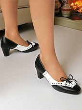 voordelige Dames Oxfordschoenen-Dames Zwart en Wit Oxford Heels - Vintage Gatsby 1930s Stijl Gespschoenen met Middenhak voor Kantoorgebruik Retro Feesten en Dagelijkse Elegantie