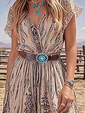 رخيصةأون حزام نسائي-حزام نسائي غربي فيروزي اللون - حزام خصر من الجلد الصناعي منقوش بالورود للروديو والمهرجانات وأزياء البوهو والملابس الكاجوال