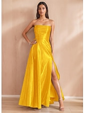 levne Plesové šaty-A-Line plesové šaty elegantní šaty formální večerní party délka po zem bez rukávů off shoulder polyester s mašlí nařasené s rozparkem