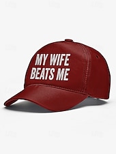 cheap Men&#039;s Hats-Men&#039;s Distressed Graphic ，Humorous &#039;My Wife Beats Me&#039; Print Baseball Cap - Funny Design, Adjustable Snapback Cap, Casual Street Style, Suitable for Outdoor, Travel or Summer Activities