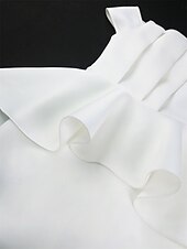 cheap Little White Dresses-Wedding Dresses Mermaid / Trumpet Off Shoulder Sleeveless Ankle Length Satin Bridal Gowns With Solid Color