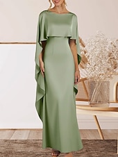 abordables Robes de Soirée-Sirène / Trompette Robe de Soirée Élégant Robe Formel Soirée Longueur au sol Sans manches Col ras du cou Crêpe Extensible avec Volants 2025
