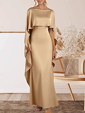 abordables Robes de Soirée-Sirène / Trompette Robe de Soirée Élégant Robe Formel Soirée Longueur au sol Sans manches Col ras du cou Crêpe Extensible avec Volants 2025