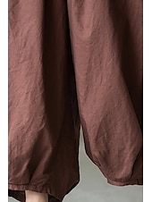 economico Pantaloni in lino e cotone semplici-Per donna Pantaloni in cotone e lino Culotte Moda Streetwear Lunghezza intera Naturale Semplice Tasca Elastico in vita Comodo All&#039;aperto Confortevole Vacanza Weekend Marrone rossastro Nero Verde