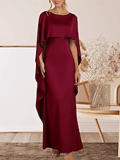 abordables Robes de Soirée-Sirène / Trompette Robe de Soirée Élégant Robe Formel Soirée Longueur au sol Sans manches Col ras du cou Crêpe Extensible avec Volants 2025