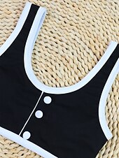 cheap Bikini Sets-Women&#039;s Swimwear Bikini 2 Piece Swimsuit Patchwork Tropical Beach Wear Color Block U Neck Sleeveless Bathing Suits
