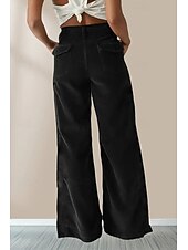 economico Pantaloni in lino e cotone semplici-Per donna Pantaloni in cotone e lino Moda Lunghezza intera Naturale Semplice Tasca Comodo All&#039;aperto Confortevole All&#039;aperto Uscire Nero Blu Caffè Ciano Estate Vestibilità regolare