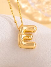 abordables Collier pour femme-Collier pendentif lettre bulle plaqué or – bijou personnalisé avec initiales de 26 lettres de l&#039;alphabet pour femmes et filles – style minimaliste tendance pour anniversaire, remise de diplôme ou usage quotidien