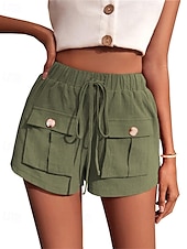 economico Pantaloni in lino e cotone semplici-Per donna Pantaloncini cargo Shorts Moda Atletico Corto Misura del girovita medio Semplice Tasca Elastico in vita Traspirante Confortevole Micro-elastico Sport &amp; Outdoor Abbigliamento quotidiano