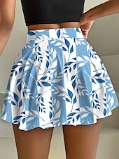 ieftine Fuste grafice-Fustă scurtă culottes pentru femei slim modă casual mini cu talie înaltă fuste cu grafic floral elastice zilnice amethyst albastru verde khaki vară tricot poliester
