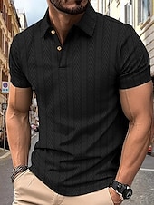 cheap Men&#039;s Classic Polo-Men&#039;s Golf Shirt Golf Polos Shirts Work Casual Lapel Short Sleeve Basic Modern Stripes Patchwork Buttons Summer Regular Fit Depression Green Black White Burgundy Deep Blue Khaki Golf Shirt