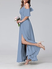 preiswerte abendkleider-Damen Langes Kleid Maxikleid Abschlussballkleid Partykleid Cocktailkleid Mode Party Besonderer Anlass Date Normale Passform Einfach Kurzarm V Ausschnitt Gelb Hellgrün Blau Grün Sommer