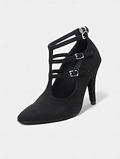 cheap Ballroom Shoes &amp; Modern Dance Shoes-Brown Suede Strappy High Heel Dance Shoes for Women – Elegant Closed Toe Latin Ballroom Practice Pumps