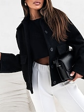 billige Kåper og trenchcoats-Dame Frakk Blazer Hold Varm Bekvem Knapper Elegant Mote Utendørs عادي Ut på byen Fritid / hverdag Helg Enkeltkneppet Normal Knaphul Normal Langermet Yttertøy Svart Aprikos kaffe Vår Høst