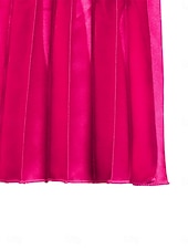 abordables Jupes unies-Jupe femme jupe maxi jupe en A couleur unie swing mode décontractée maxi taille haute jupes plain plissées micro-élastique rue quotidienne fuchsia été polyester